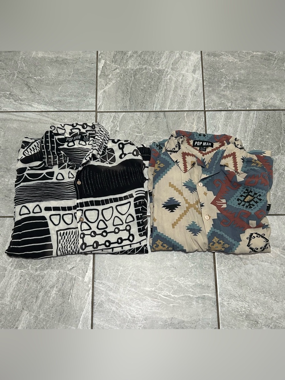 Mens Slim Fit Patterned Button Up Shirt Lot Pop Man L